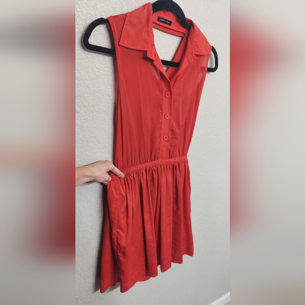 Silky Red Mini Dress ☆ Halter Crisscross Cutout Back Women's Size Medium Prom